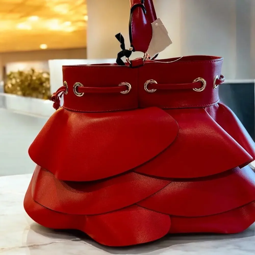 RED VALENTINO Women's Large Ruffle Leather Crossbody Bag - NWOT